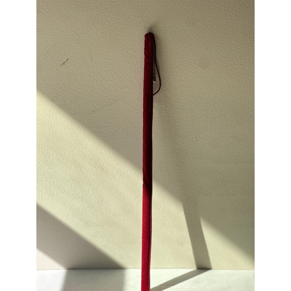 Vintage Brass Candle Lighter Long Wand Flint Style with Red Velvet Sleeve -As Is